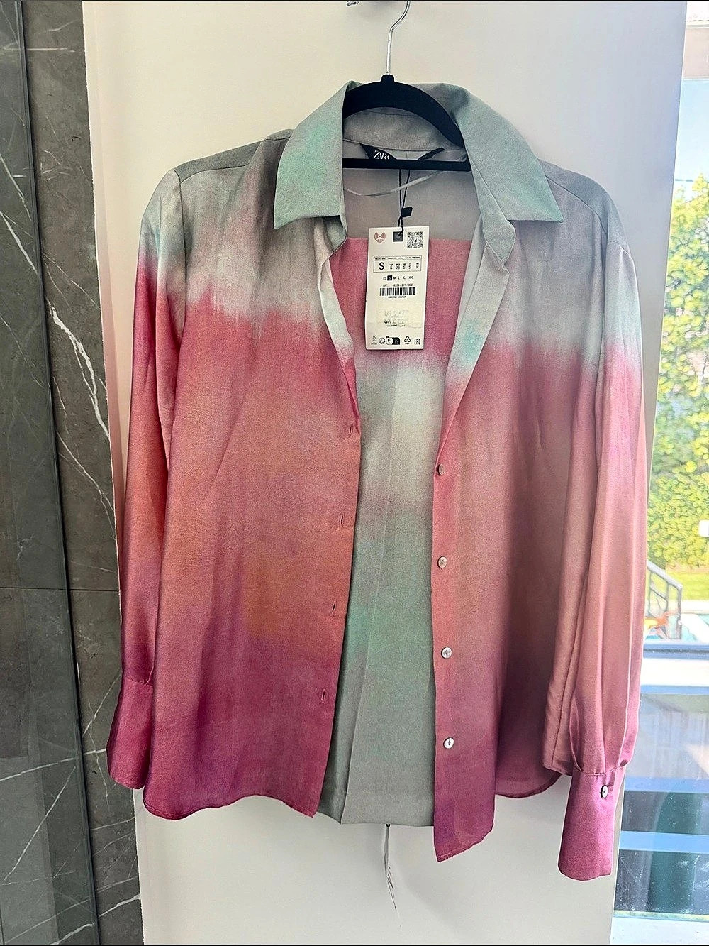 ZARA Tie-Dye Satin Effect set (2 piece) Shirt & pants size S with tags
